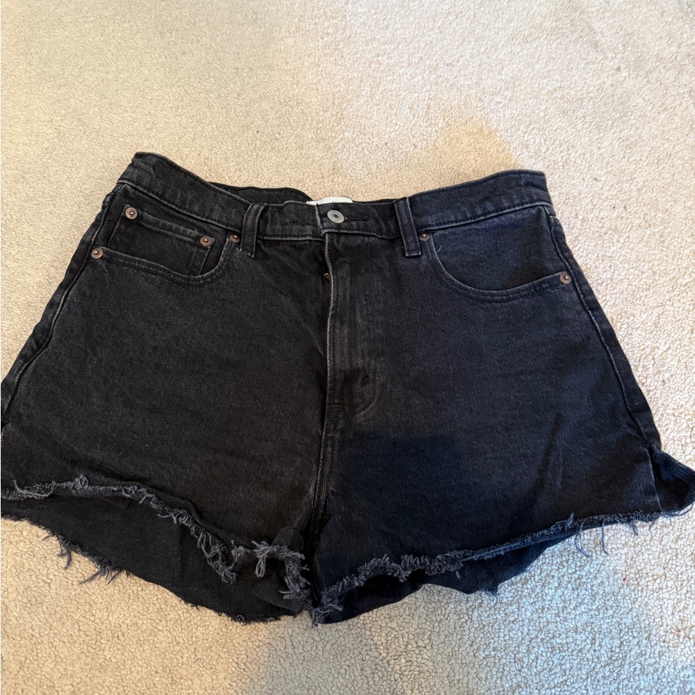 Abercrombie Mom High-Rise Black Denim Shorts